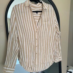 Target Universal Thread Linen Blend Stripe Collared Button Down Shirt